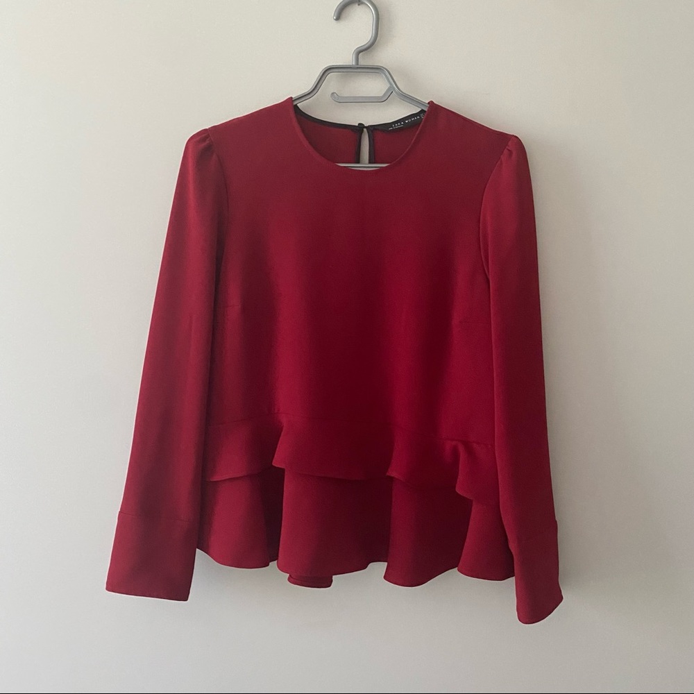 Red Zara blouse